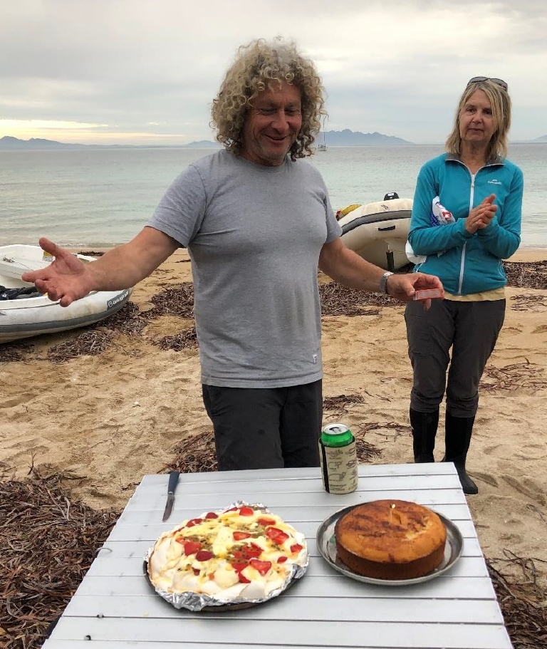 Birthday cake on the beach at Prime Seal